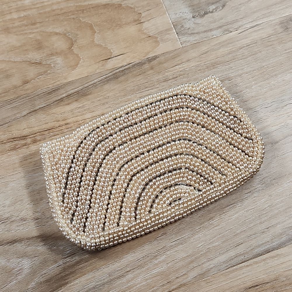 GUC Vintage Ivory Pearl Clutch Mini Zipper Bag